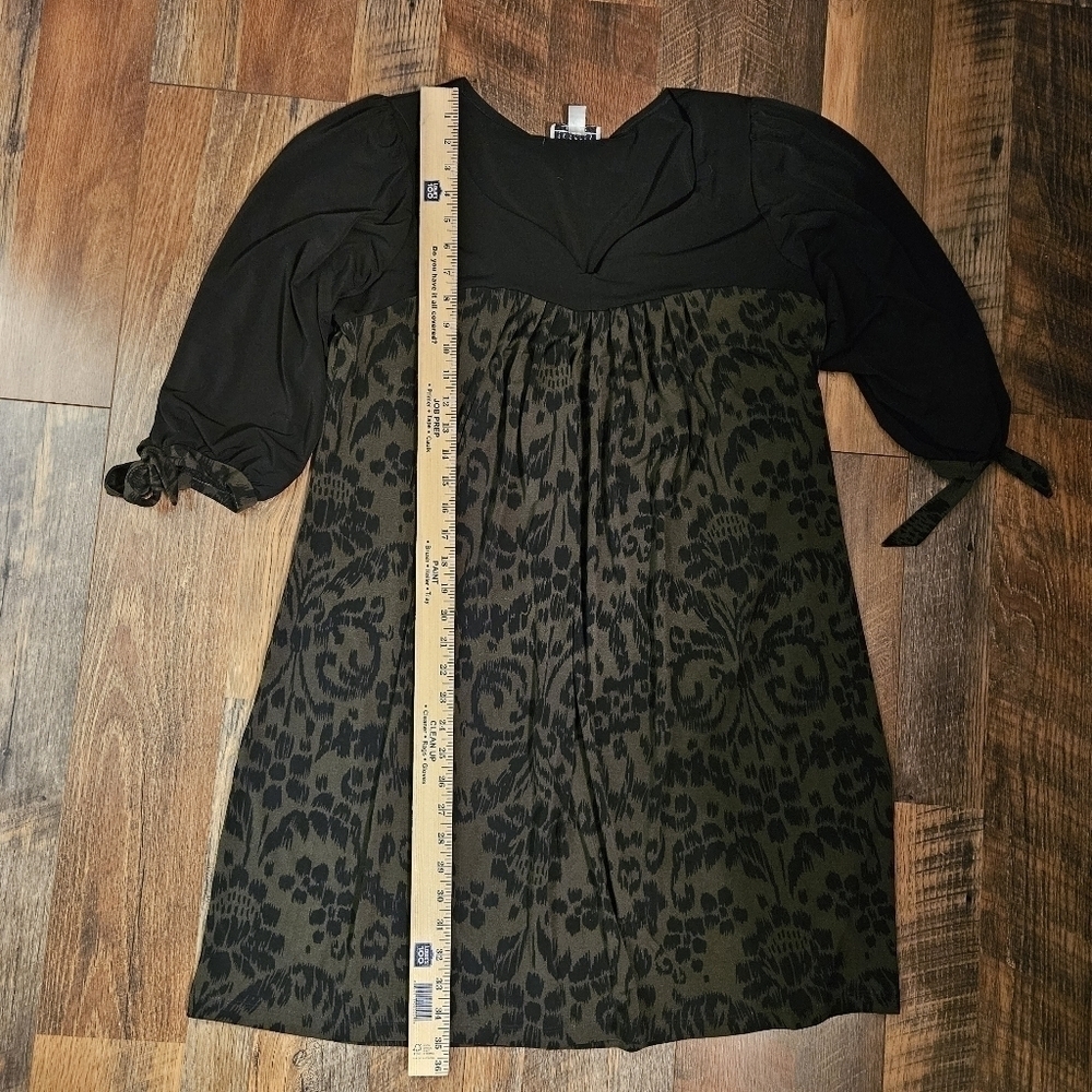 En Focus Olive Green & Black Print Dress Size 16W - Picture 7 of 11